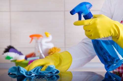 Customer raising a carpet cleaning complaint in a professional setting