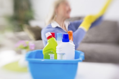 Professional cleaner inspecting carpet fibers for treatment suitability